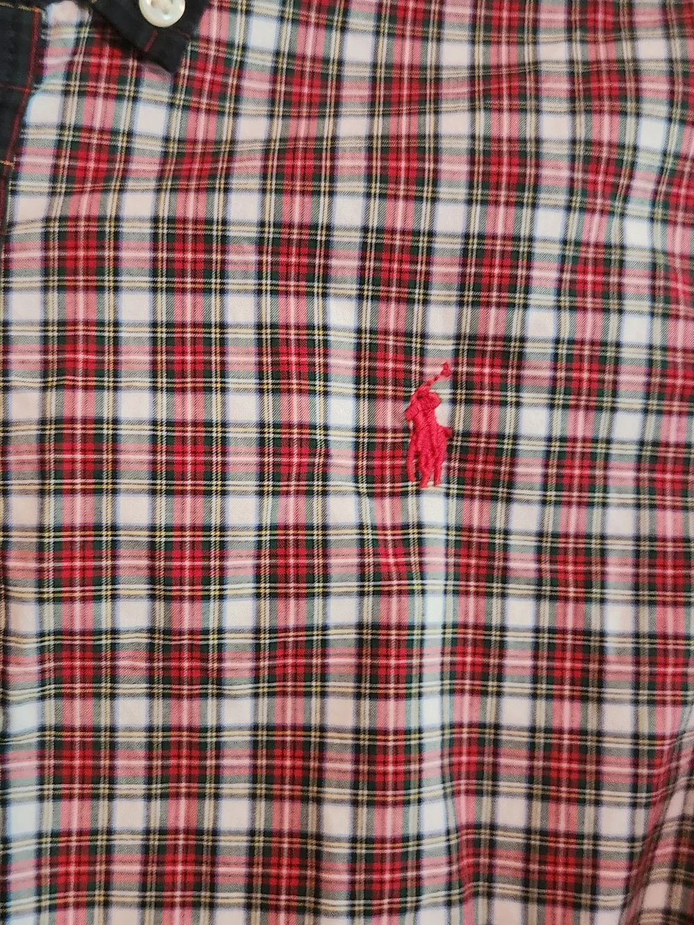 Polo by Ralph Lauren Mixed Tartan Plaid Button-Down Dress in Red, Black, White